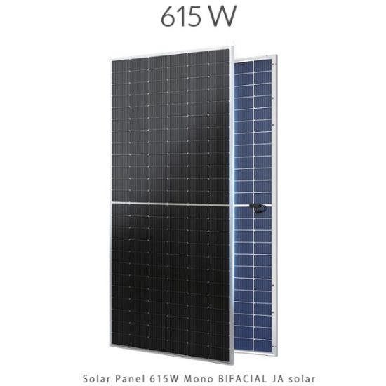 تصویر  پنل خورشیدی 615 وات مونو کریستال مدل بایفشیال N-Type برند JA SOLAR