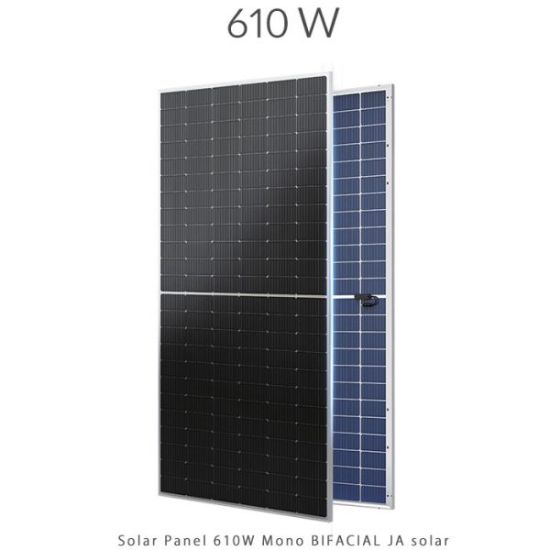 تصویر  پنل خورشیدی 610 وات مونو کریستال مدل بایفشیال N-Type برند JA SOLAR