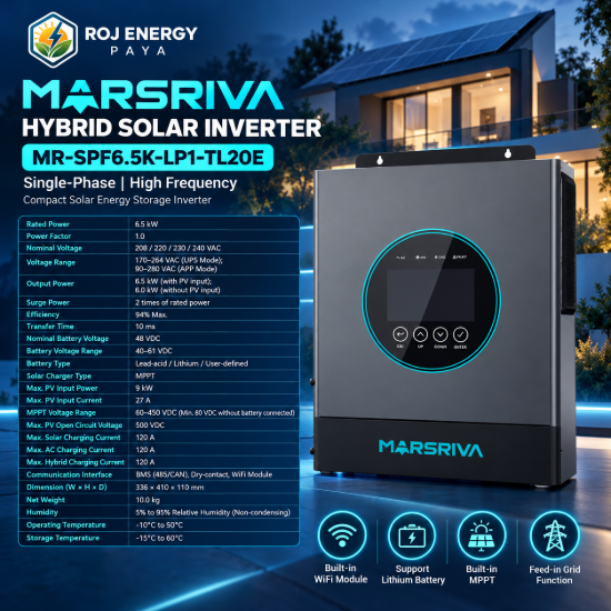 تصویر  اینورتر هیبریدی Marsriva MR-SPF6.5K-LP1-TL20E