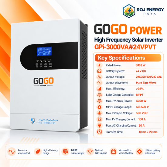 تصویر  اینورتر آفگرید GOGO POWER مدل GPi-3000VA#24VPVT